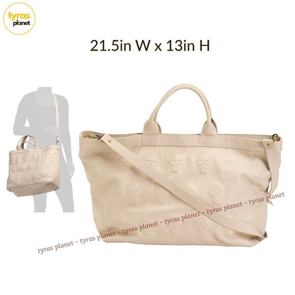 IO PELLE Handbags - NWT IO PELLE Iopelle Italia Skull Embossed Extra Large Shoulder Tote Bag Latte
